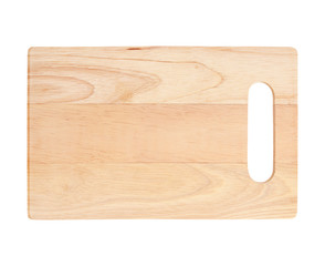 Wooden cutting board isolated on white background