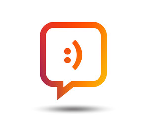 Chat sign icon. Speech bubble with smile symbol. Communication chat bubbles. Blurred gradient design element. Vivid graphic flat icon. Vector