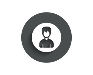 User simple icon. Profile Avatar sign. Male Person silhouette symbol. Circle flat button with shadow. Vector