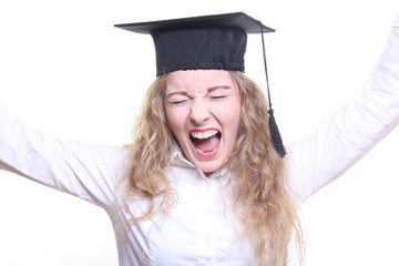 Caucasian woman graduated