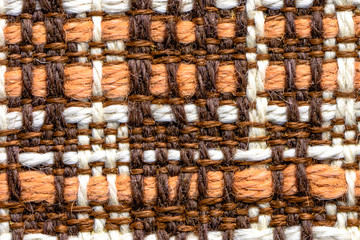 Brown textile texture, woven checkered fabric pattern in vintage style