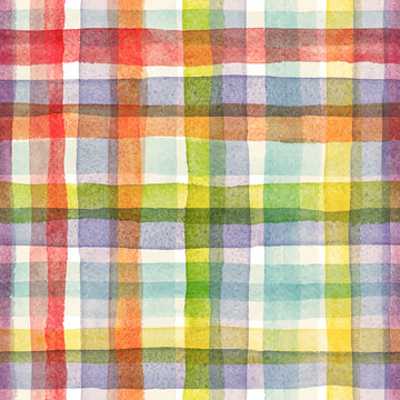 Watercolor rainbow stripes vector pattern