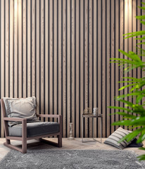 Mockup Poster in the interior, 3D illustration of a modern design