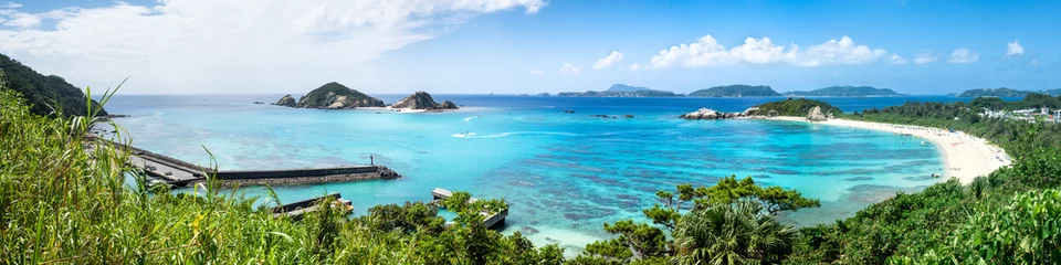 Türaufkleber Tropischer Strand Aharen Beach, Tokashiki-Insel, Okinawa, Japan
