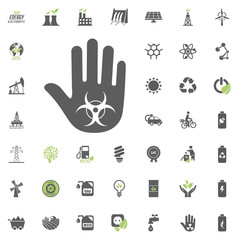 Fototapeta premium Stop warning icon. Eco and Alternative Energy vector icon set. Energy source electricity power resource set vector.