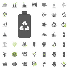 recicled battery icon. Eco and Alternative Energy vector icon set. Energy source electricity power resource set vector.