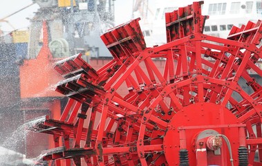rotes schaufelrad nahaufnahme