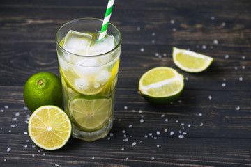 Caipirinha of Brazil cocktail with fruit lime