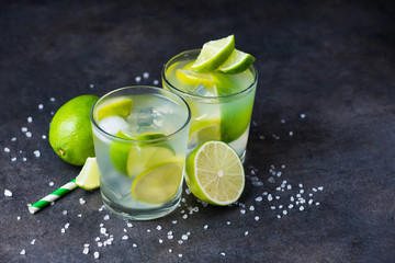 Caipirinha of Brazil cocktail with fruit lime