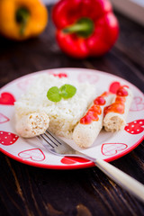 homemade sausages with rice