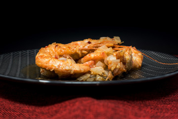 wok fried Shrimp stir fry and chinese vegetables