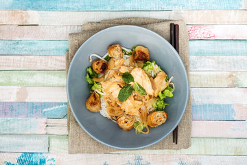 Tasty Vietnamese food Bo bun rice vermicelli