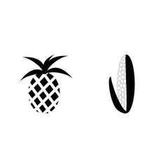 icon Fruits And Vegetables with pinery, corn, pineapple, popcorn and pine