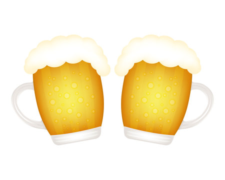 Two glasses of beer. Vector icon.