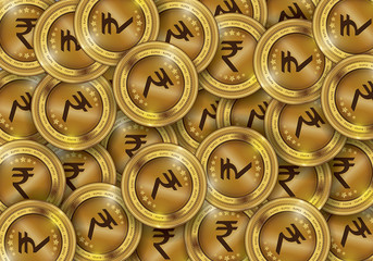 Rupee Gold coin Stack. Financial growth concept with golden coin Rupee.