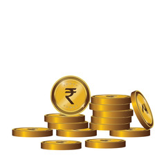Rupee Gold coin Stack. Financial growth concept with golden coin Rupee.