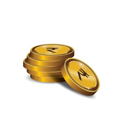 Rupee Gold coin Stack. Financial growth concept with golden coin Rupee.