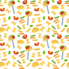 Seamless pattern with italian pasta