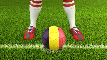 Fototapeta na wymiar Man and soccer ball with Belgian flag 