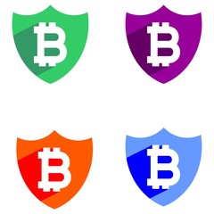 Bitcoin sign icon for internet money. Crypto currency symbol and coin image for using in web projects or mobile applications. Blockchain based secure cryptocurrency. Isolated vector illustration.