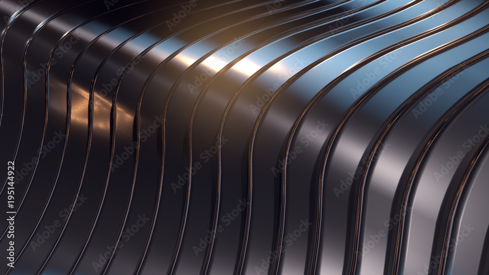 Poster Wave band abstract background surface 3d rendering