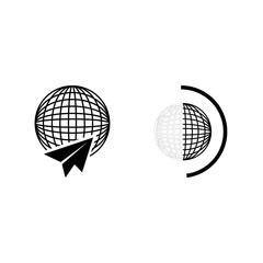 icon Travel with paper, fly, map, distance and company