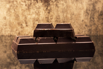 Dark chocolate on a marble background