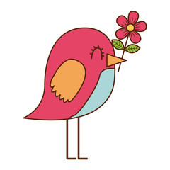 cartoon cute bird with flower in beak
