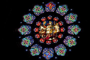 Joinville. Vitrail de l'&eacute;glise Notre Dame, Haute Marne, France