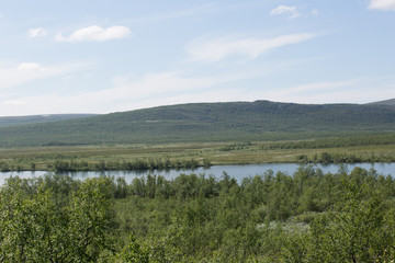 countryside on the river könkämäeno, taiga