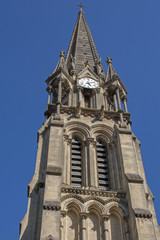 Fototapeta na wymiar Joinville. Clocher de l'église Notre Dame, Haute Marne, France