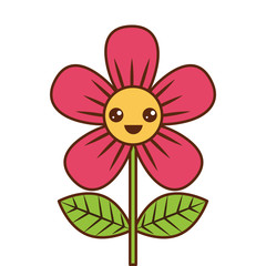 beautiful flower happy kawaii cartoon