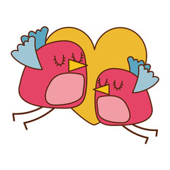 cute flying birds heart in love romance