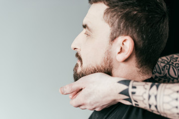 Obraz premium cropped image of customer at barbershop isolated on white