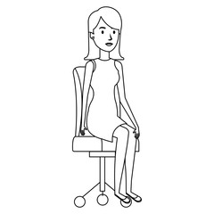 businesswoman posing on office chair vector illustration design