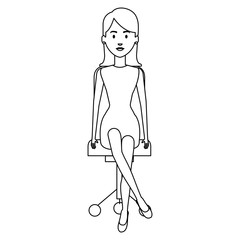 businesswoman posing on office chair vector illustration design