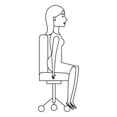 businesswoman posing on office chair vector illustration design