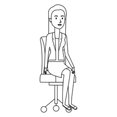 businesswoman posing on office chair vector illustration design