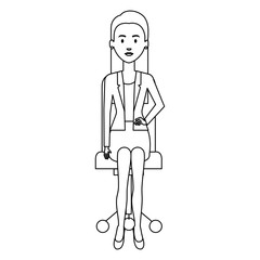 businesswoman posing on office chair vector illustration design