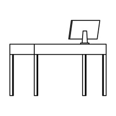 office desk with desktop computer vector illustration design