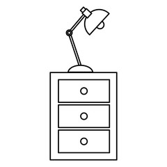 wooden office drawer with lamp vector illustration design