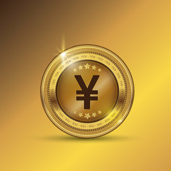 Gold coin with yen Currency sign