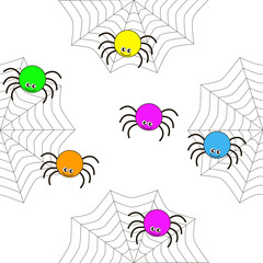 Seamless texture of cartoon spiders.