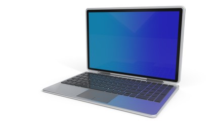 Laptop model on a white background, 3d rendering