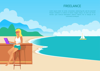 Colorful Freelance Poster with Cheerful Blonde