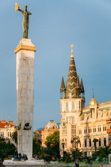 Batumi, Adjara, Georgia. Statue Of Medea On Blue Sky Background 