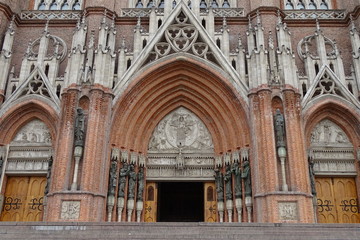 Fototapeta premium La Plata cathedral entry view, Argentina
