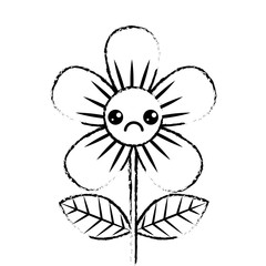beautiful sad flower kawaii cartoon