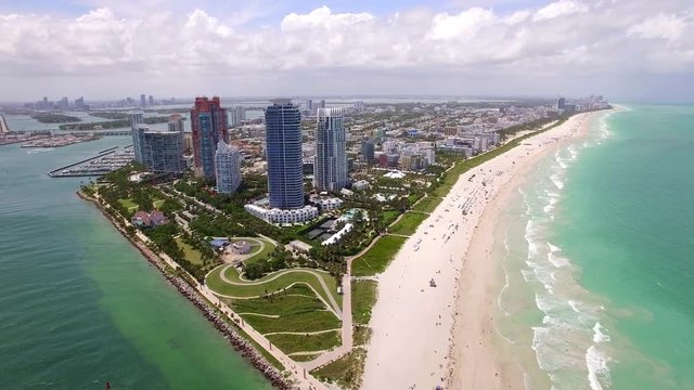 Aerial view of South Beach Miami, Florida, United States.