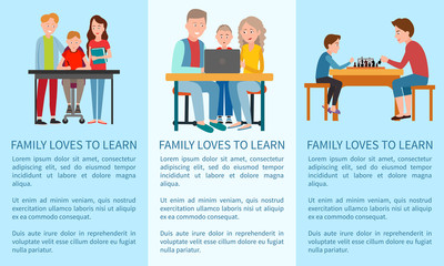 Three Family Loves to Learn and Sports Posters